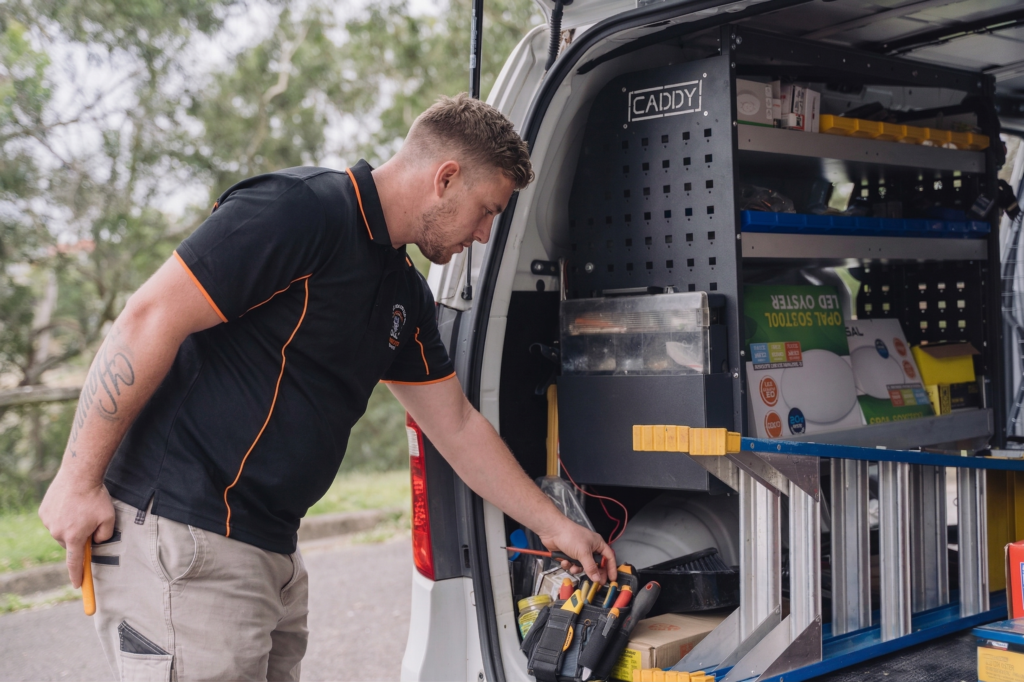 Licensed Sylvania electrician working on a residential job